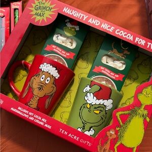 Grinch and Max Cocoa Mug Set - Red and Green